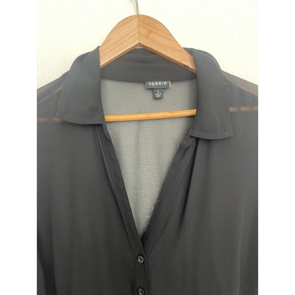 Torrid Babydoll Georgette Long Sleeve Blouse Sheer Empire Waist Whimsigoth Flow - Picture 6 of 11